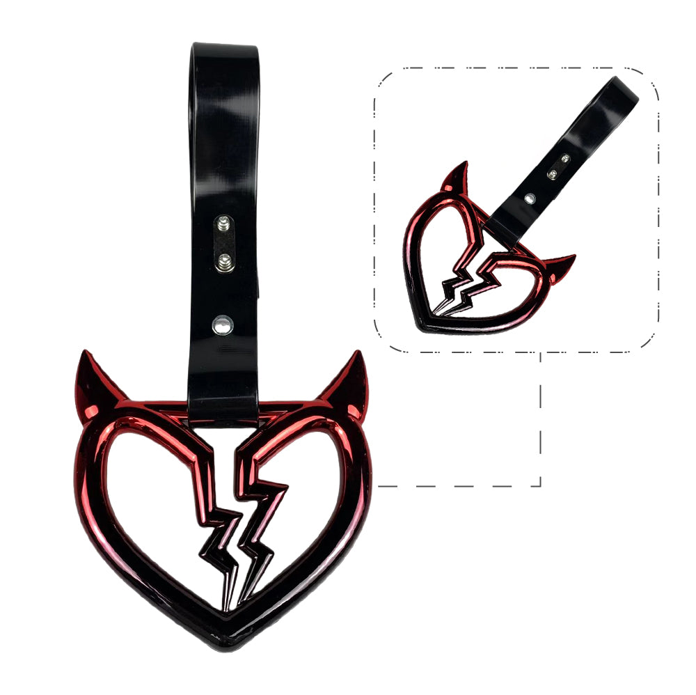 Brand New Devil Broken Heart Shaped Rainbow JDM TSURIKAWA Subway Bus Black Handle Strap Charm Drift