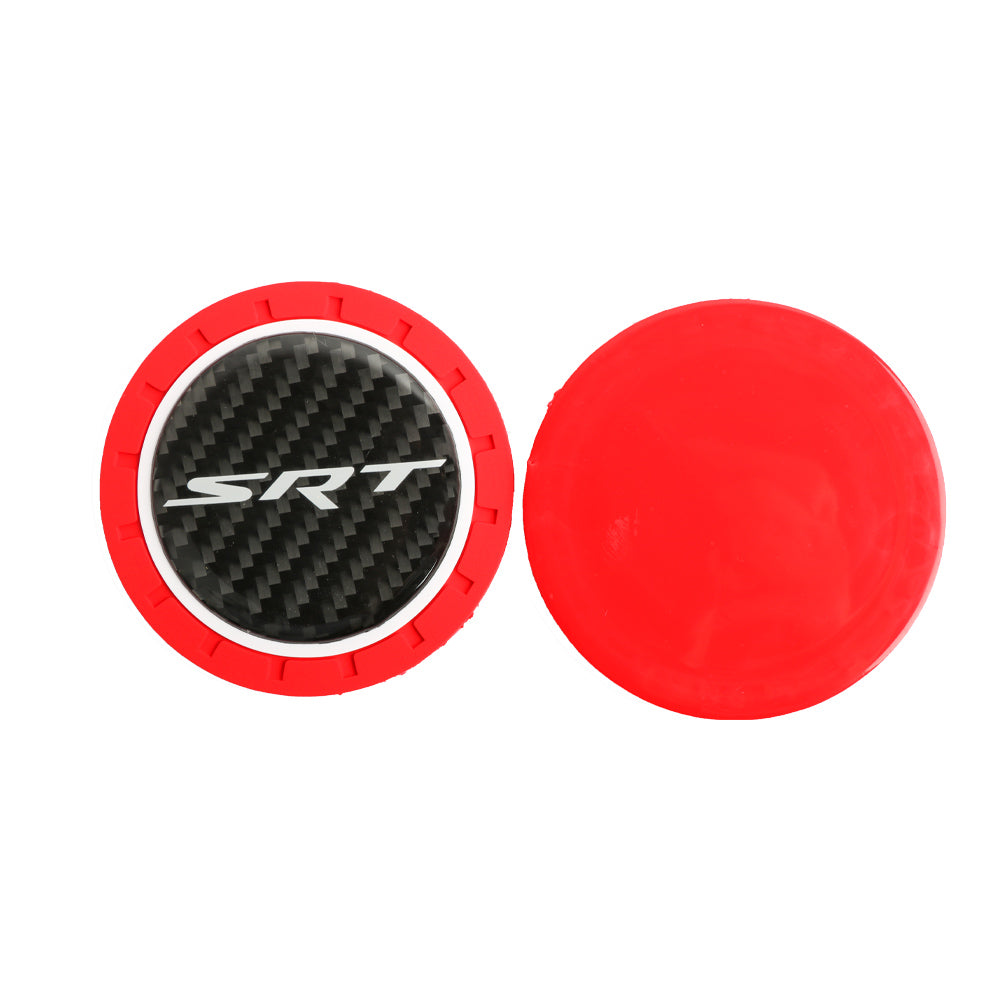 Brand New 2PCS SRT Real Carbon Fiber Car Cup Holder Pad Water Cup Slot Non-Slip Mat Universal