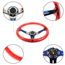 Load image into Gallery viewer, Brand New Universal 6-Hole 350mm Deep Dish Vip Red Crystal Bubble Burnt Blue Spoke Steering Wheel