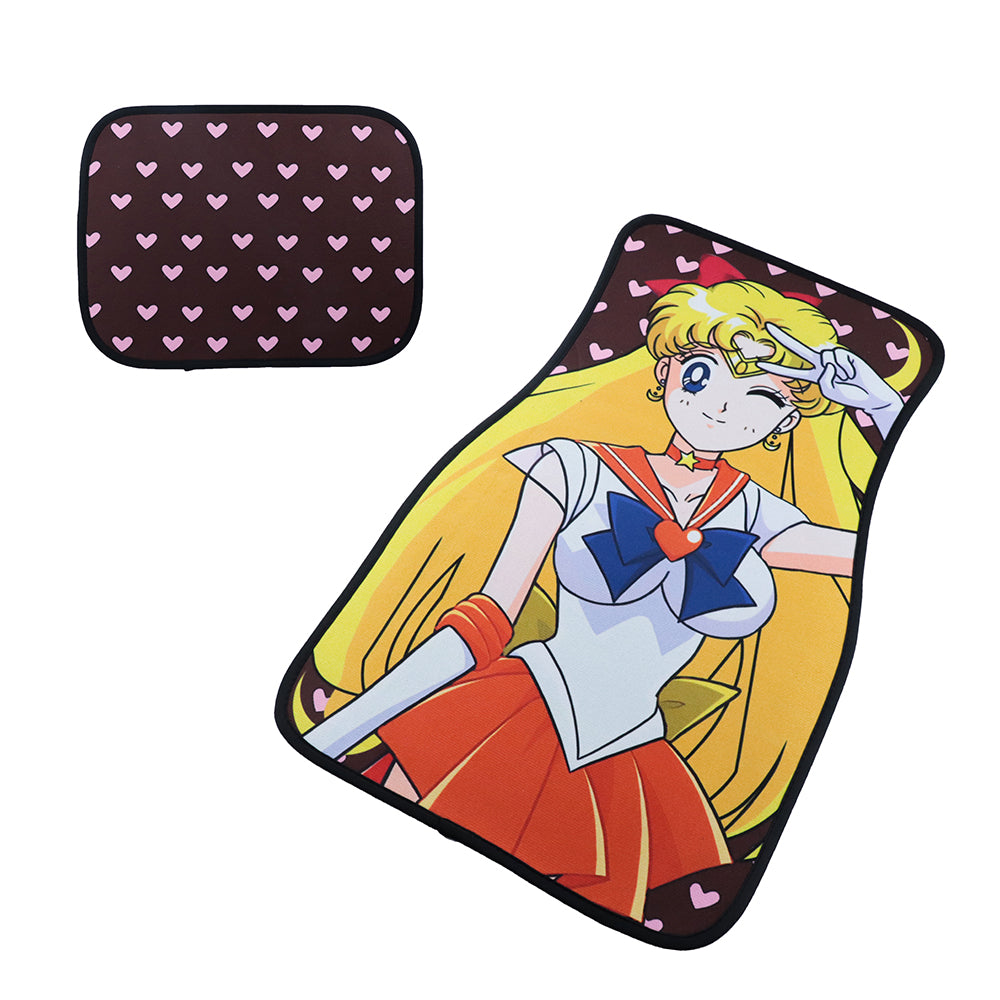 Brand New 4PCS UNIVERSAL ANIME SAILOR VENUS Racing Fabric Car Floor Mats Interior Carpets