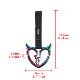 Brand New Devil Broken Heart Neo Chrome JDM TSURIKAWA Ring Subway Train Bus Handle Carbon Strap Charm Drift