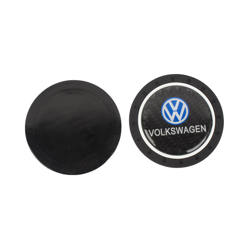 Brand New 2PCS VOLKSWAGEN Real Carbon Fiber Car Cup Holder Pad Water Cup Slot Non-Slip Mat Universal