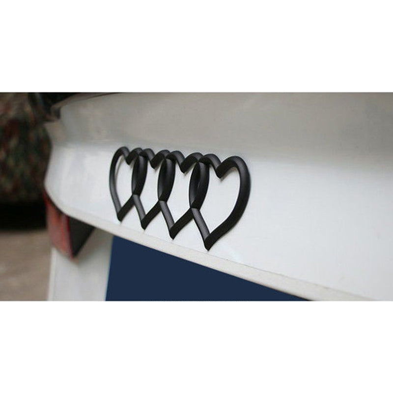 Brand New Audi Sport Car Trunk Lid Love Heart Rings Badge Logo Emblem Decoration Glossy Black