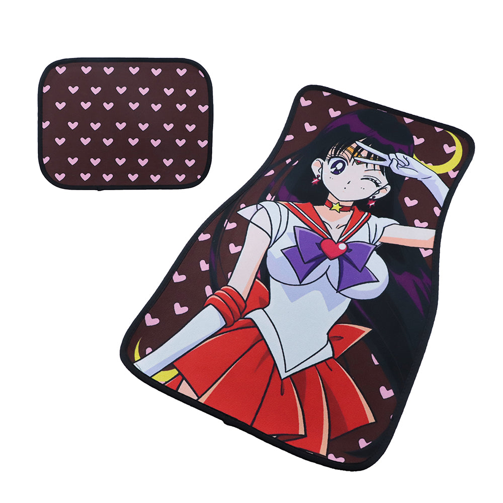 Brand New 4PCS UNIVERSAL ANIME SAILOR MARS Racing Fabric Car Floor Mats Interior Carpets