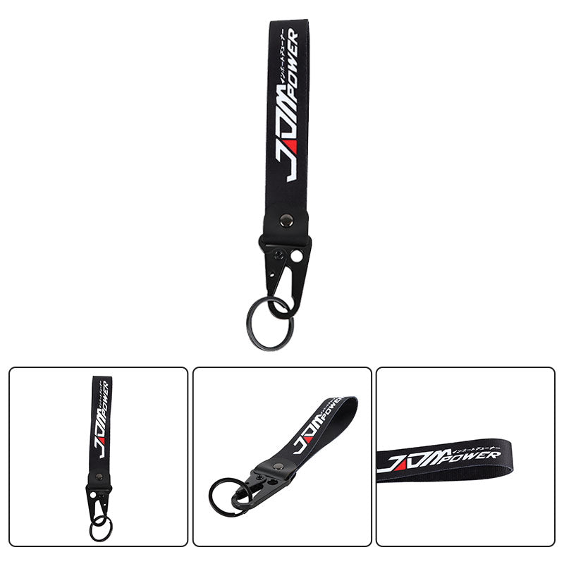 BRAND New JDM POWER Black Racing Keychain Metal key Ring Hook Strap Lanyard Universal