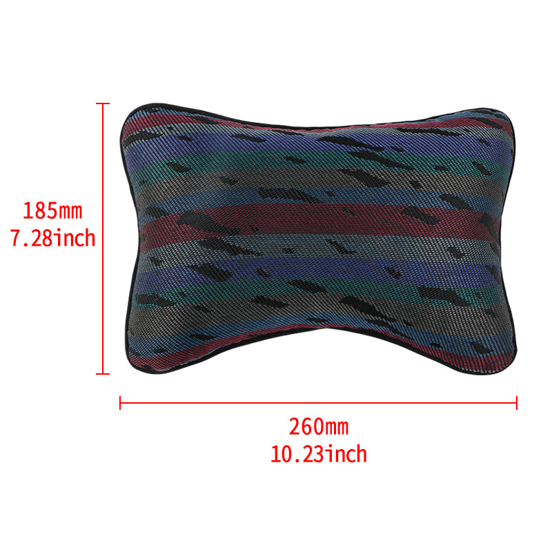 Brand New 2PCS JDM Recaro Style Fabric Material Car Neck Bone Style Headrest Pillow Fabric Racing Seat