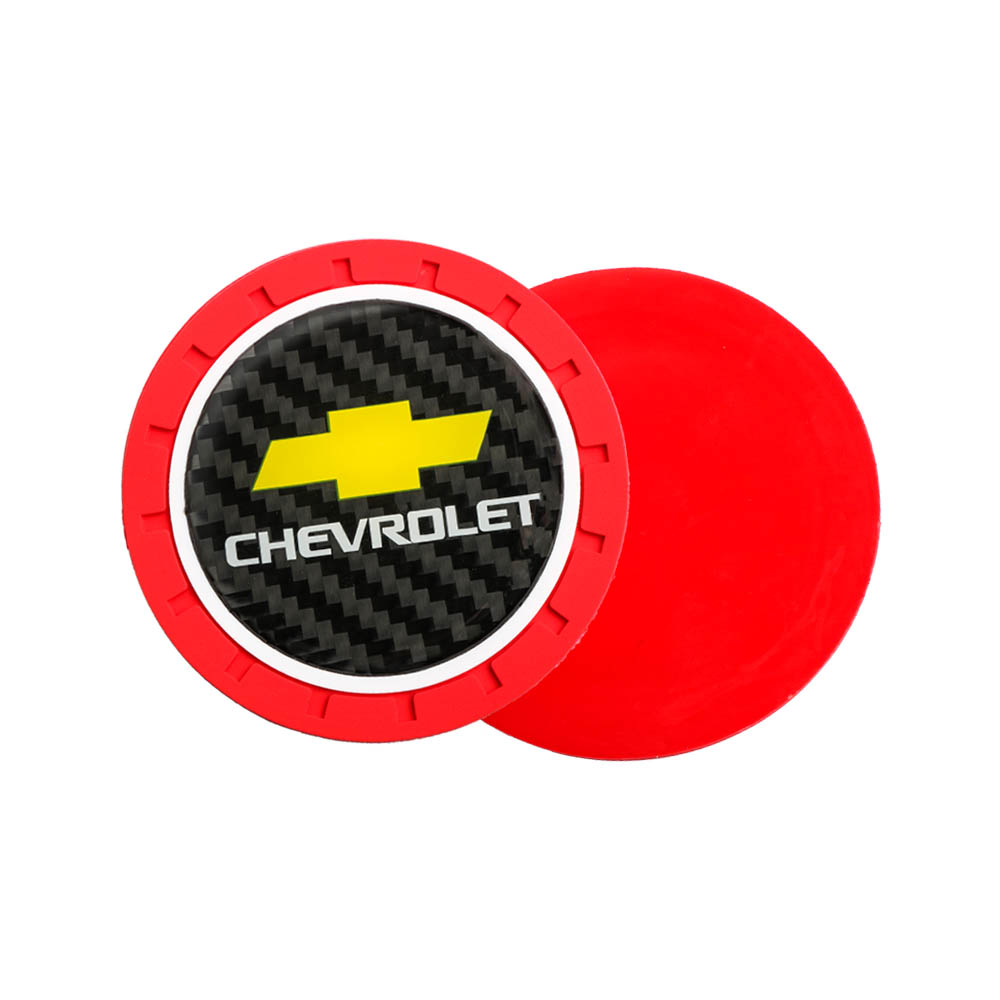 Brand New 2PCS Chevrolet Real Carbon Fiber Car Cup Holder Pad Water Cup Slot Non-Slip Mat Universal