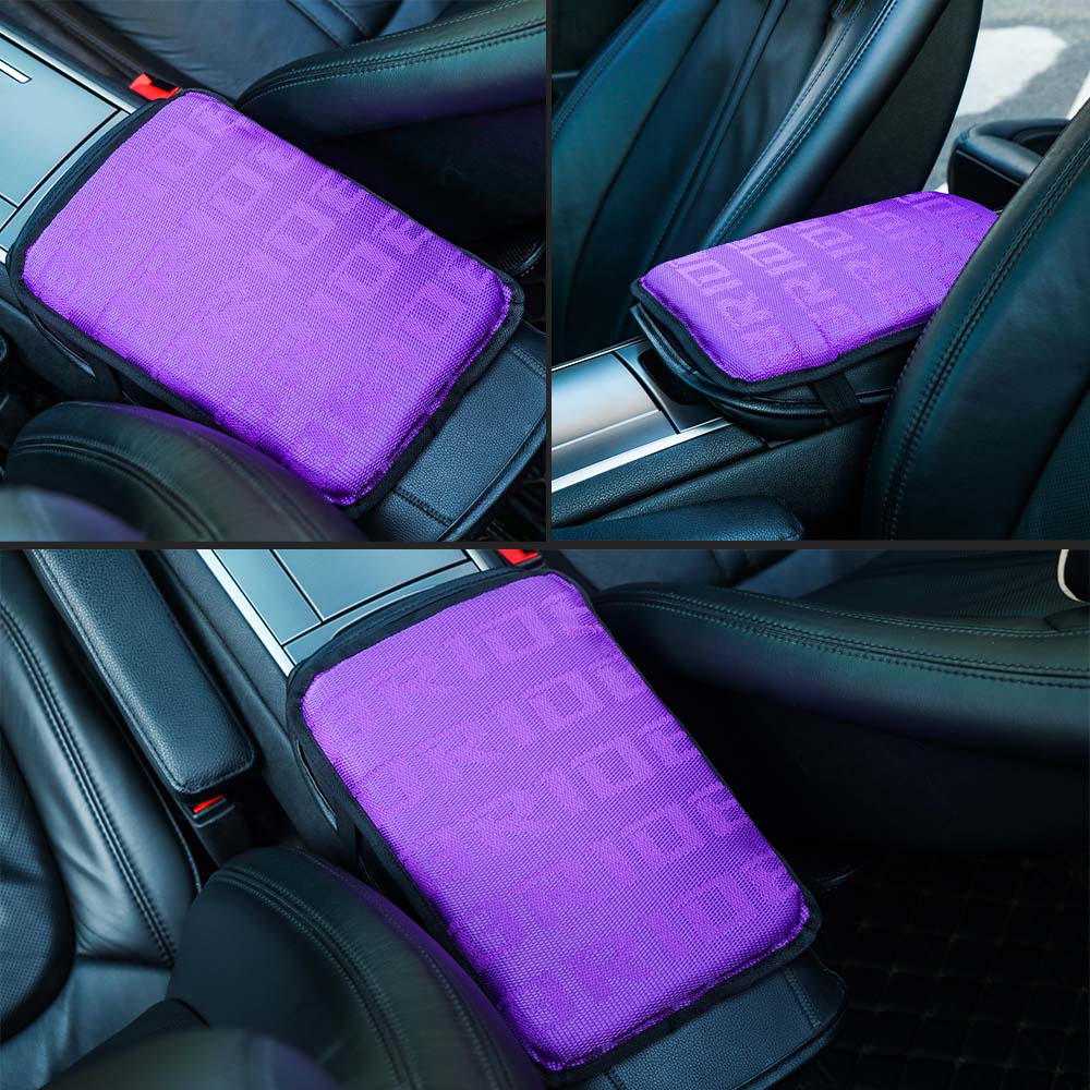 BRAND NEW BRIDE Gradation Fabric Car Armrest Pad Cover Center Console Box Cushion Mat Purple