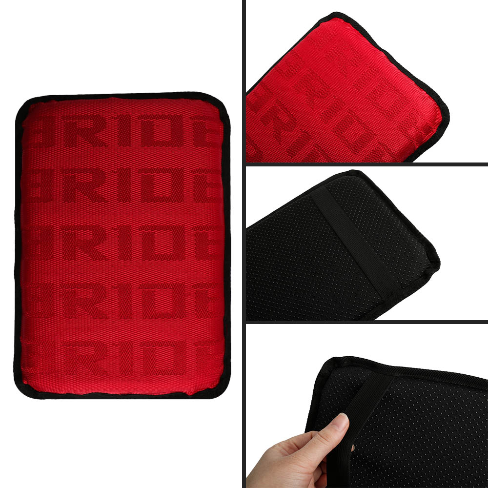 BRAND NEW BRIDE Gradation Fabric Car Armrest Pad Cover Center Console Box Cushion Mat Red