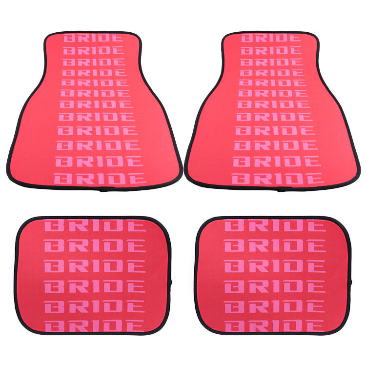 Brand New 4PCS UNIVERSAL BRIDE RED Racing Fabric Car Floor Mats Interior Carpets