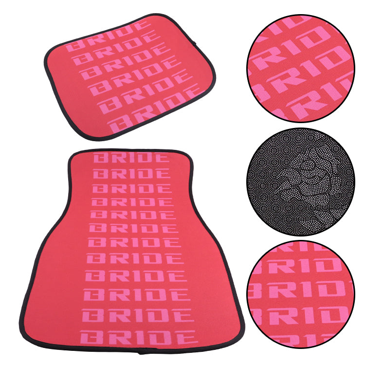 Brand New 4PCS UNIVERSAL BRIDE RED Racing Fabric Car Floor Mats Interior Carpets