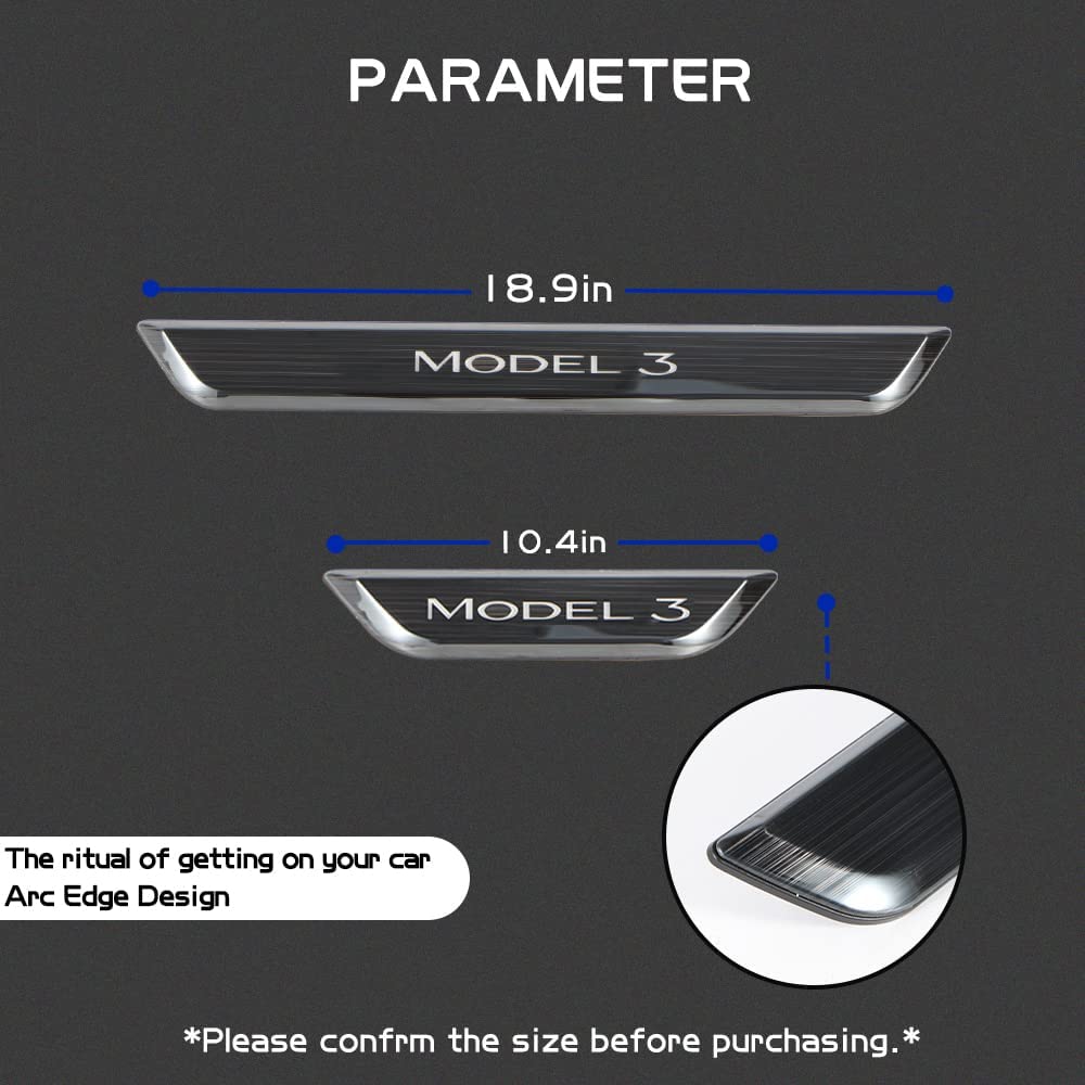 Brand New 4PCS Tesla Model 3 2017-2022 Door Sill Protector with LED Light Front/Rear Illuminated Door Sill, Magnetically Anti-Scratch