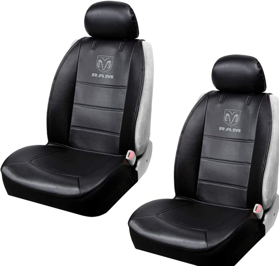 BRAND NEW Universal Ram Elite Synthetic Leather Car Truck Suv 2 Front Sideless Seat Covers Set + Headrest Cover Also