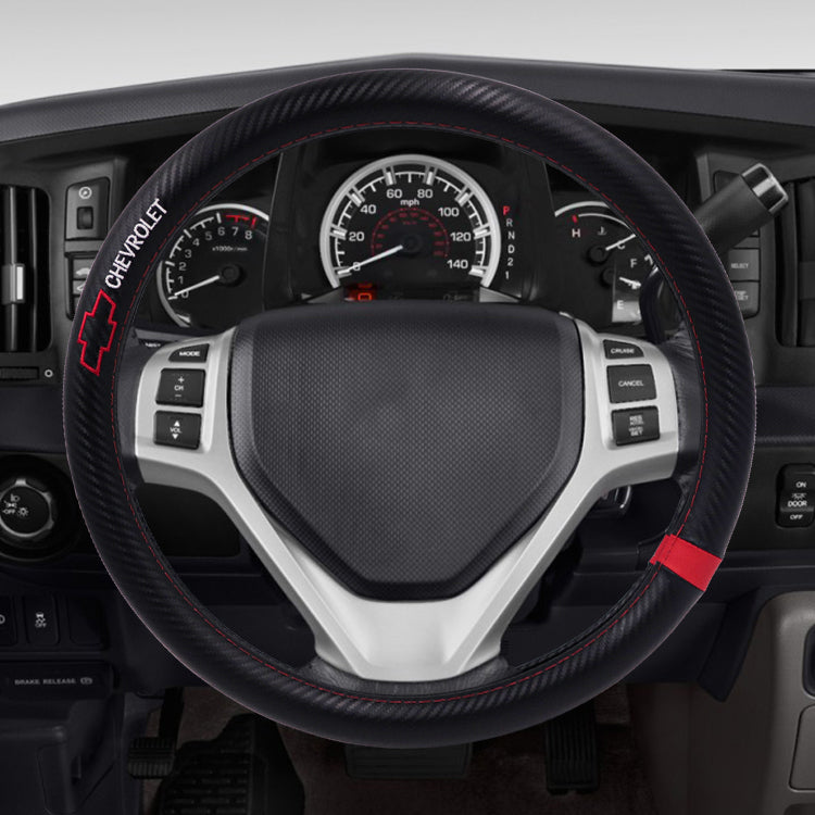 BRAND NEW CHEVROLET 15" Diameter Car Steering Wheel Cover Carbon Fiber Style Look