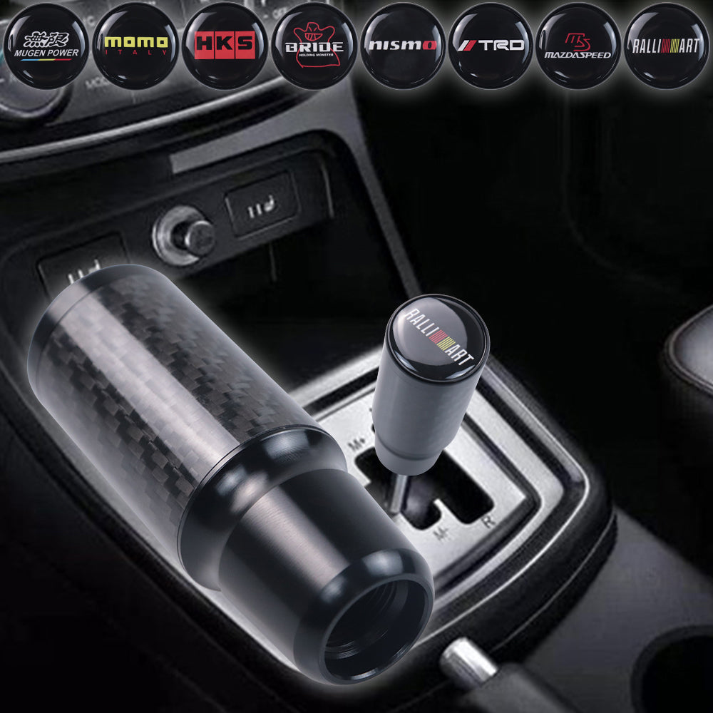 Brand New Universal Ralliart Black Real Carbon Fiber Racing Gear Stick Shift Knob For MT Manual M12 M10 M8