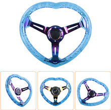 Load image into Gallery viewer, Brand New Universal 6-Hole 350MM Heart Blue Deep Dish Vip Crystal Bubble Neo Spoke Steering Wheel