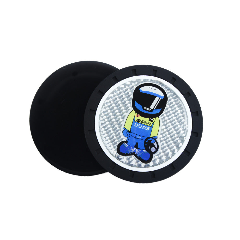 Brand New 2PCS Spoon Sports Racer Real Carbon Fiber Car Cup Holder Pad Water Cup Slot Non-Slip Mat Universal