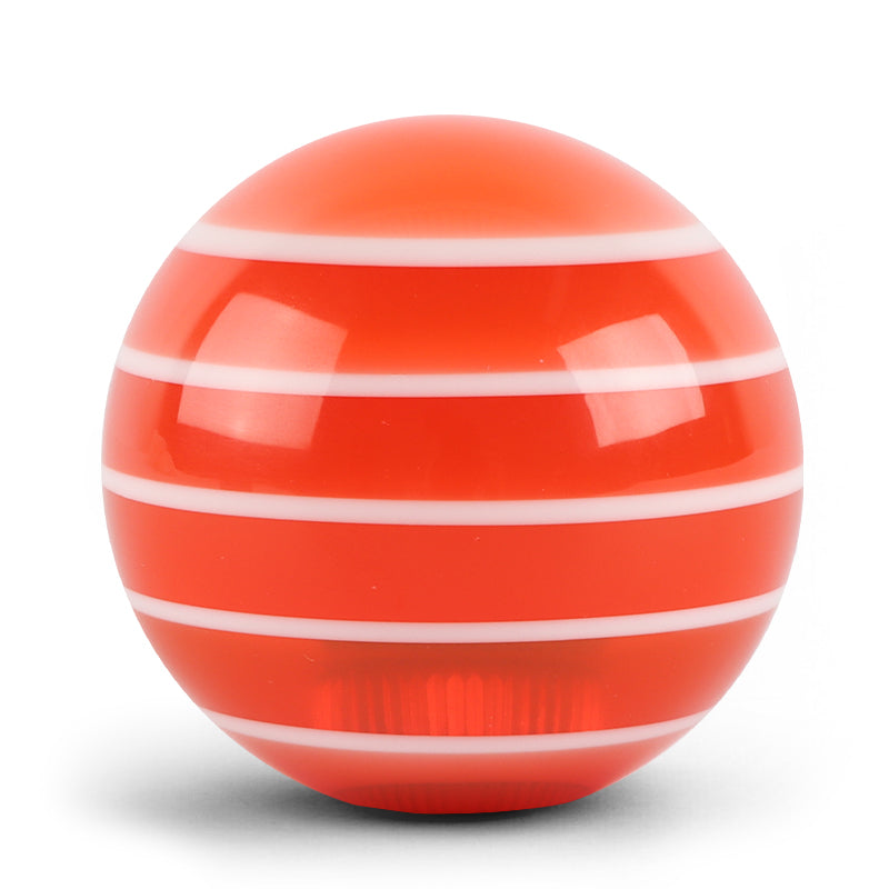 Brand New Jdm Universal Glossy Orange W/White Stripes Round Ball Shifter Shift Knob M8 M10 M12
