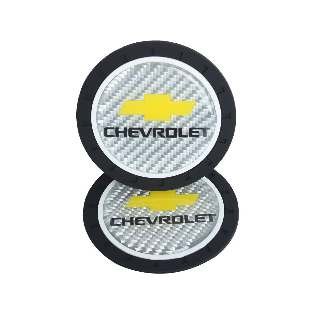 Brand New 2PCS Chevrolet Real Carbon Fiber Car Cup Holder Pad Water Cup Slot Non-Slip Mat Universal