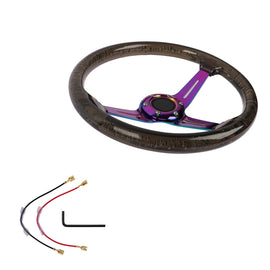 Brand New Universal 6-Hole 350mm Deep Dish Vip Black Crystal Bubble Neo Spoke Steering Wheel