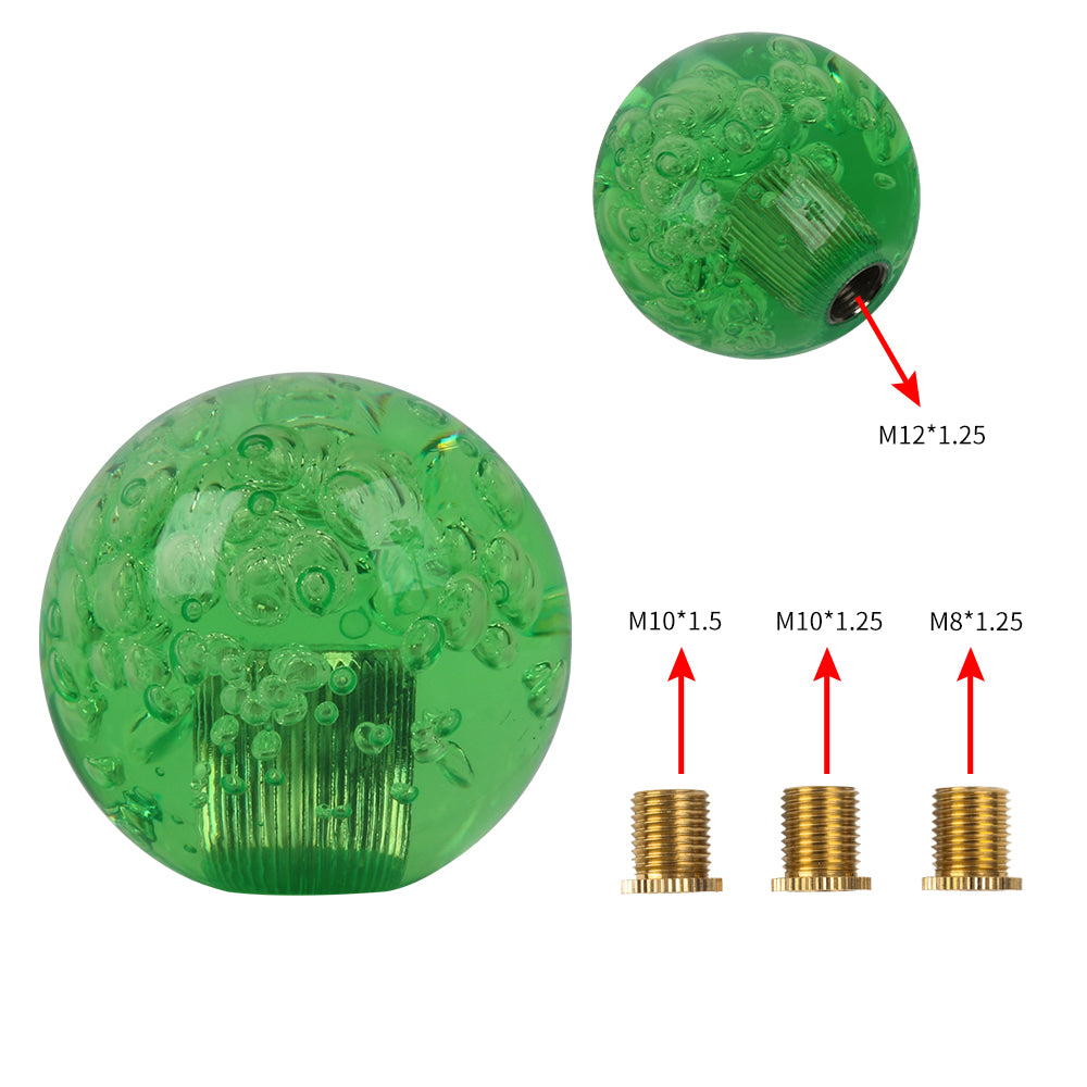 BRAND NEW UNIVERSAL V2 CRYSTAL BUBBLE GREEN ROUND BALL SHIFT KNOB MANUAL CAR RACING GEAR UNIVERSAL