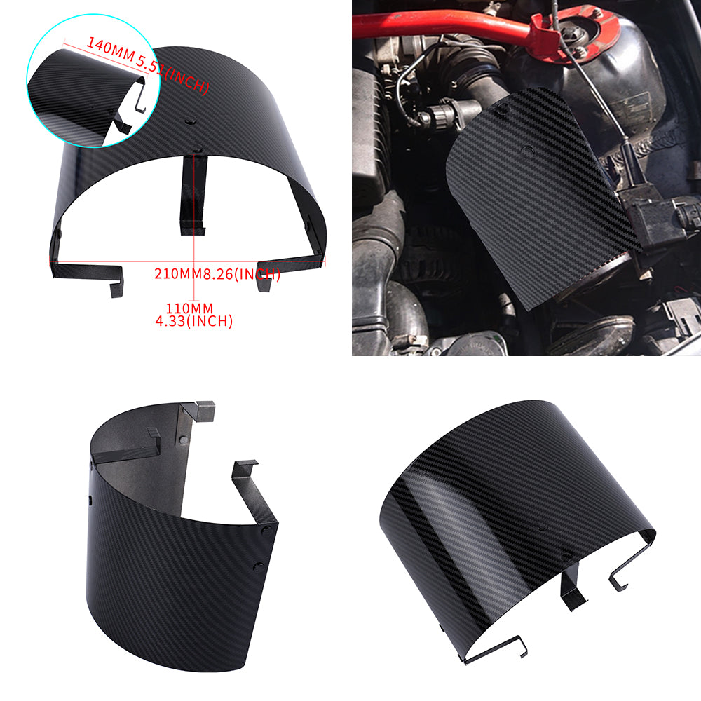 Brand New Universal Air Intake Carbon Fiber Filter Heat Shield Cover Stainless Steel Fits For 2.5" - 3.5"