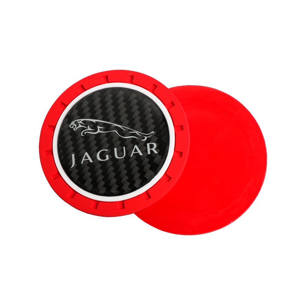 Brand New 2PCS Jaguar Real Carbon Fiber Car Cup Holder Pad Water Cup Slot Non-Slip Mat Universal