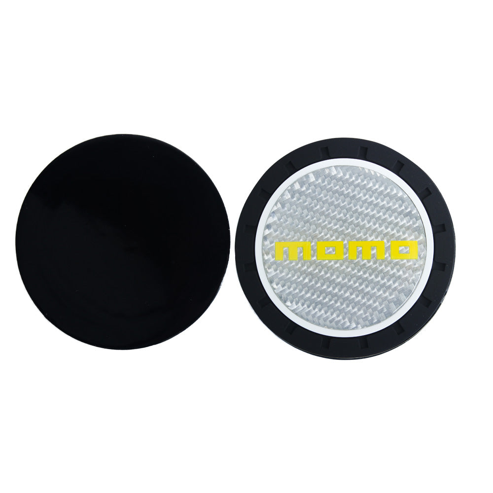 Brand New 2PCS MOMO Real Carbon Fiber Car Cup Holder Pad Water Cup Slot Non-Slip Mat Universal