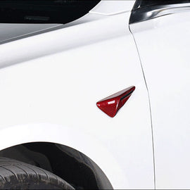 Brand New Tesla Model 3 / Model Y Real Carbon Fiber Red Side Fender Camera Vent Cover Full Trim