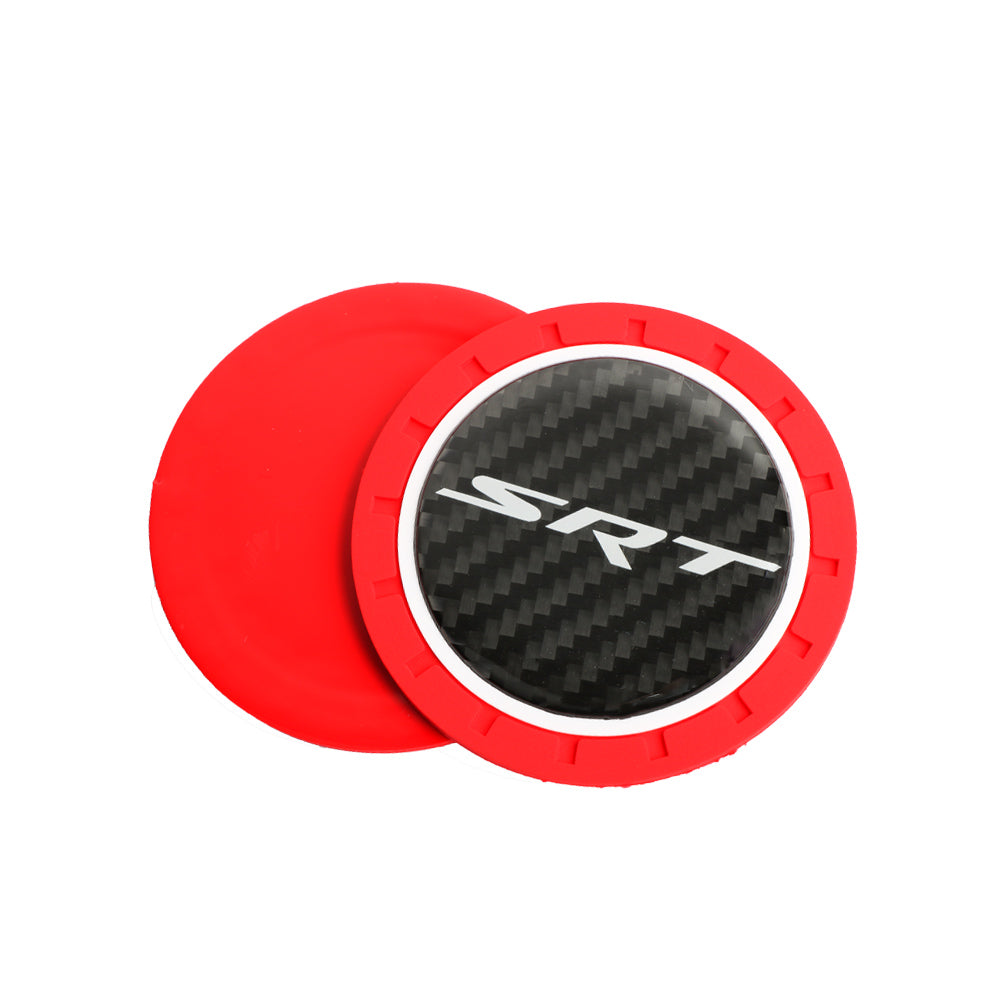 Brand New 2PCS SRT Real Carbon Fiber Car Cup Holder Pad Water Cup Slot Non-Slip Mat Universal