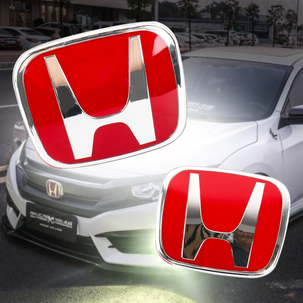 BRAND NEW 3PCS HONDA RED FRONT+REAR+STEERIING JDM EMBLEM SET FOR CIVIC 2016-2021 2DR COUPE