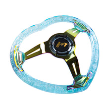 Load image into Gallery viewer, Brand New Universal 6-Hole 350MM Heart Light Blue Deep Dish Vip Crystal Bubble Neo Spoke Steering Wheel