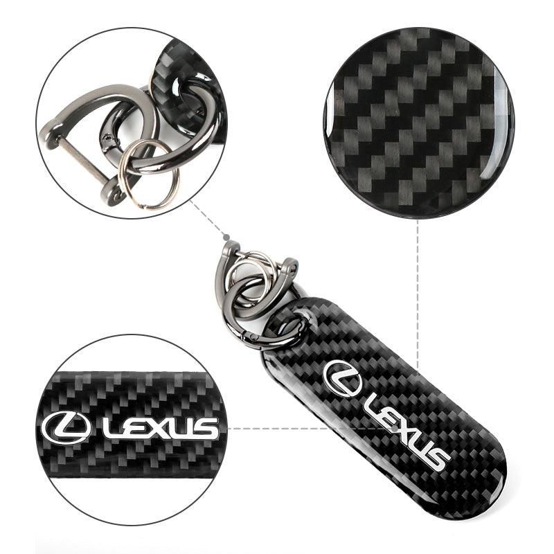 Brand New Universal 100% Real Carbon Fiber Keychain Key Ring For Lexus