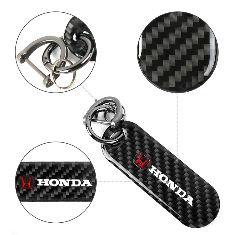 Brand New Universal 100% Real Carbon Fiber Keychain Key Ring For Honda
