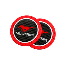 Load image into Gallery viewer, Brand New 2PCS Mustang Real Carbon Fiber Car Cup Holder Pad Water Cup Slot Non-Slip Mat Universal