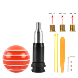 Brand New Jdm Universal Glossy Orange W/White Stripes Round Ball Automatic Shift Knob Shifter