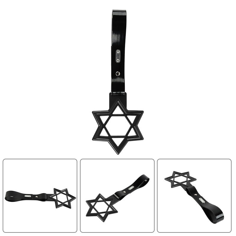 Brand New Hexagram Shaped Black JDM TSURIKAWA Subway Bus Black Handle Strap Charm Drift