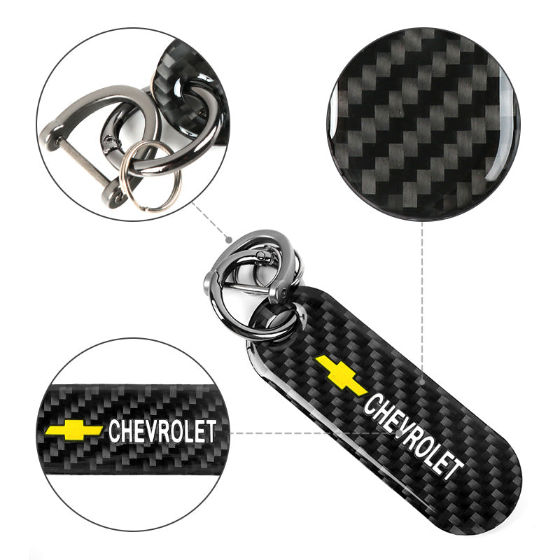 Brand New Universal 100% Real Carbon Fiber Keychain Key Ring For Chevrolet