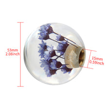 Load image into Gallery viewer, Brand New Universal Round Ball Crystal Clear Purple Flowers Manual Gear Shift Knob Shifter M8 M10 M12