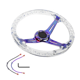 Brand New Universal 6-Hole 350mm Deep Dish Vip Clear Crystal Bubble Neo Spoke Steering Wheel