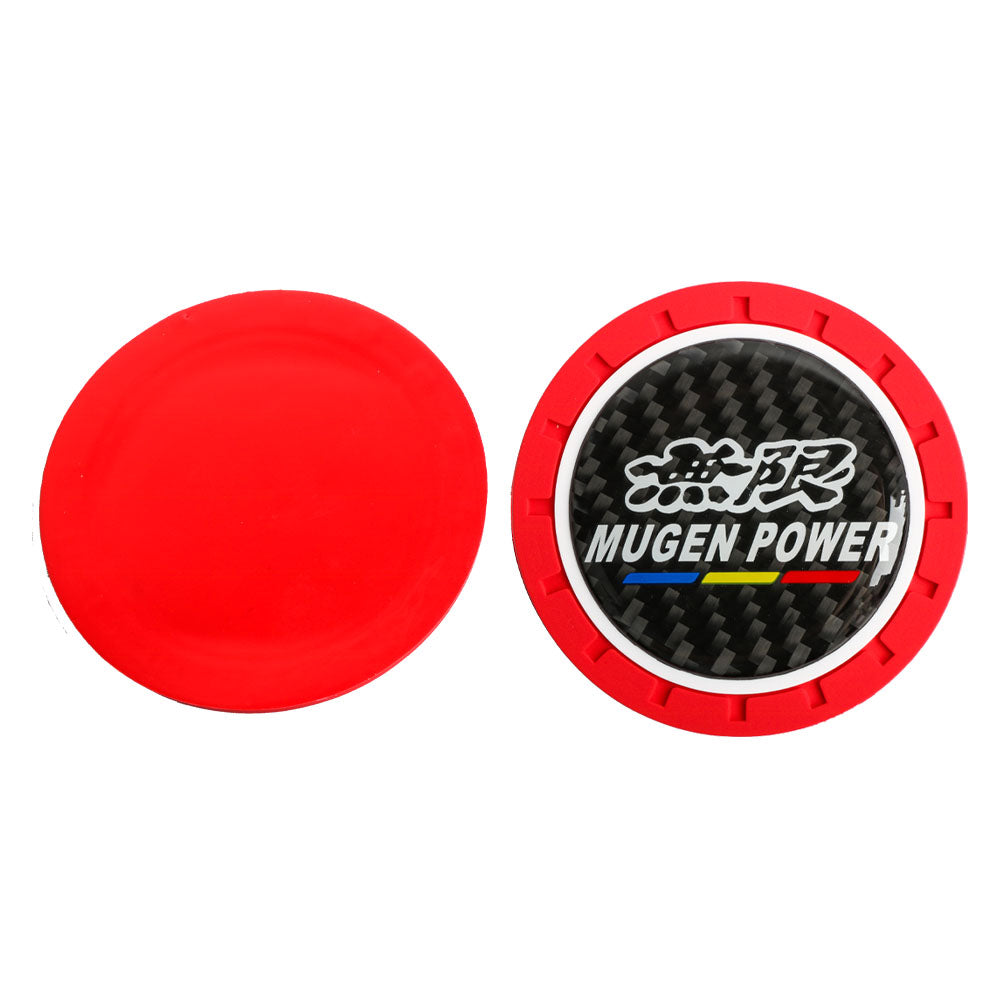 Brand New 2PCS Mugen Real Carbon Fiber Car Cup Holder Pad Water Cup Slot Non-Slip Mat Universal