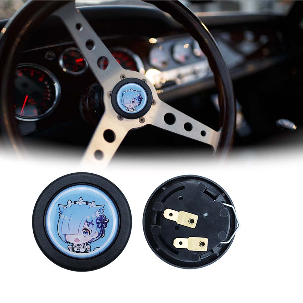 Brand New Universal Anime Hentai Car Horn Button Black Steering Wheel Center Cap