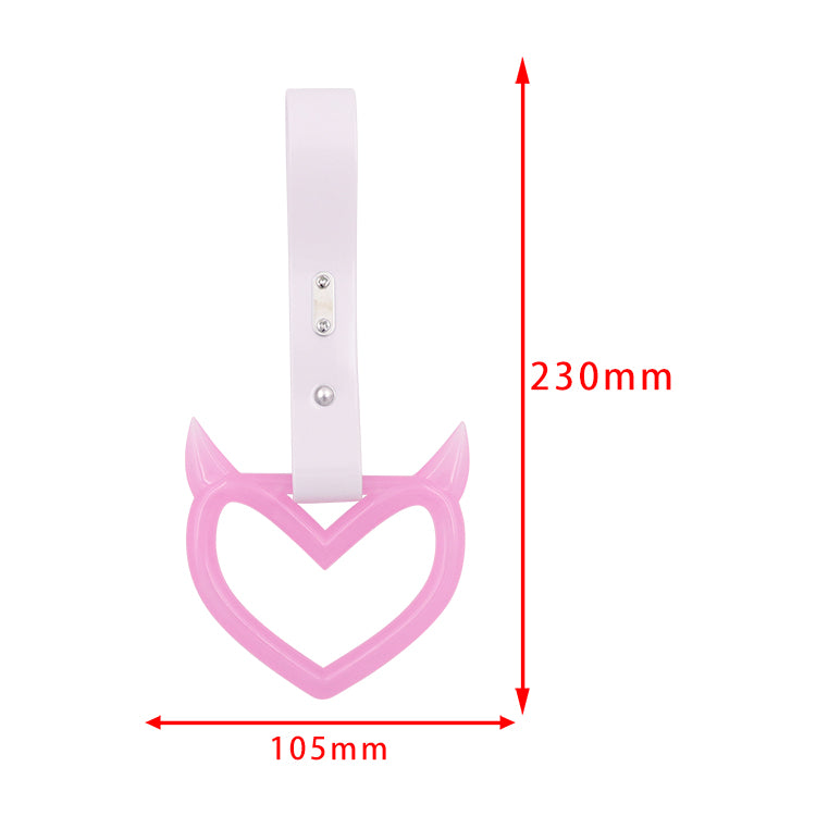 Brand New Devil Demon Heart Pink Glows In The Dark JDM TSURIKAWA Ring Subway Train Bus Handle Strap Charm Drift