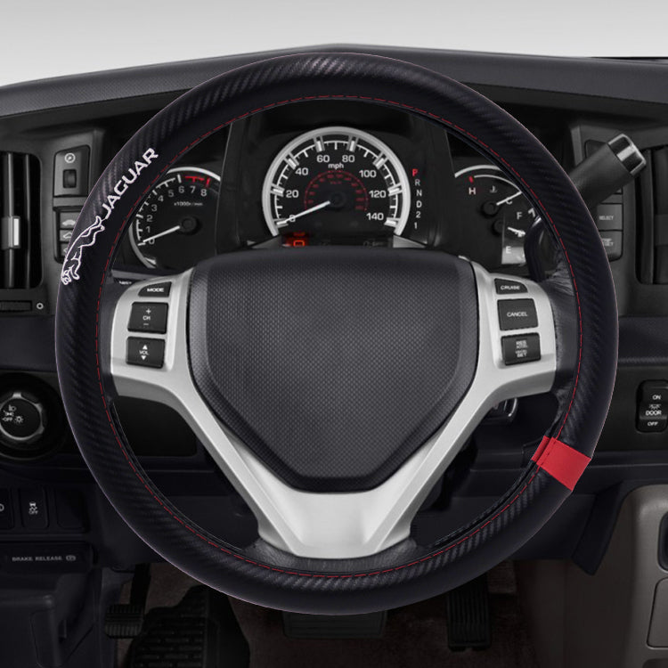 BRAND NEW JAGUAR 15" Diameter Car Steering Wheel Cover Carbon Fiber Style Look