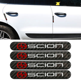 Brand New 4PCS Scion Real Carbon Fiber Black Car Trunk Side Fenders Door Badge Scratch Guard Sticker