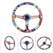 Load image into Gallery viewer, BRAND NEW UNIVERSAL 350MM 14&#39;&#39; Stickerbomb Acrylic Deep Dish 6 Holes Steering Wheel w/Horn Button Cover