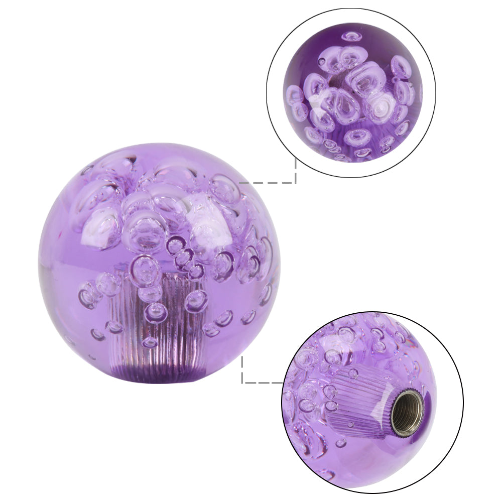 BRAND NEW UNIVERSAL V2 CRYSTAL BUBBLE PURPLE ROUND BALL SHIFT KNOB MANUAL CAR RACING GEAR UNIVERSAL