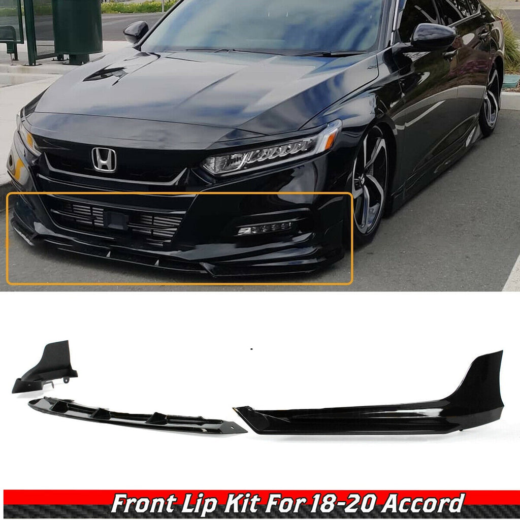 BRAND NEW 3PCS 2018-2020 Honda Accord Yofer Glossy Black Front Bumper Lip Splitter Kit