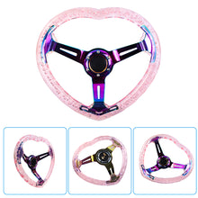 Load image into Gallery viewer, Brand New Universal 6-Hole 350MM Heart Pink Deep Dish Vip Crystal Bubble Neo Spoke Steering Wheel