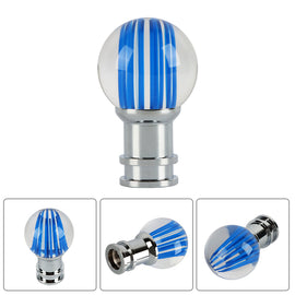 Brand New Universal Jdm Round Ball Crystal Clear Blue Stripes Manual Car Racing Gear Shift Knob Shifter M12 M10 M8